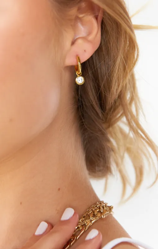 Luv AJ Bezel Charm Huggie Earrings ~ Gold sold by Show Me Your MuMu