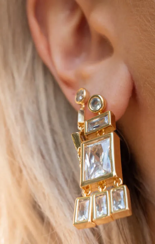 LUV AJ Baguette Shaker Statement Studs ~ Gold Plated sold by Show Me Your MuMu