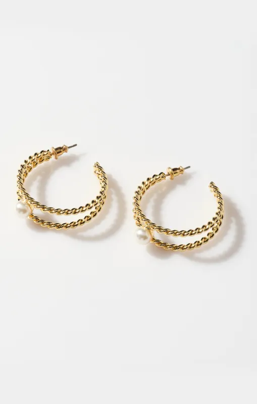 Faithy Jewels Diana Double Hoop ~ Gold/Pearl sold by Show Me Your MuMu