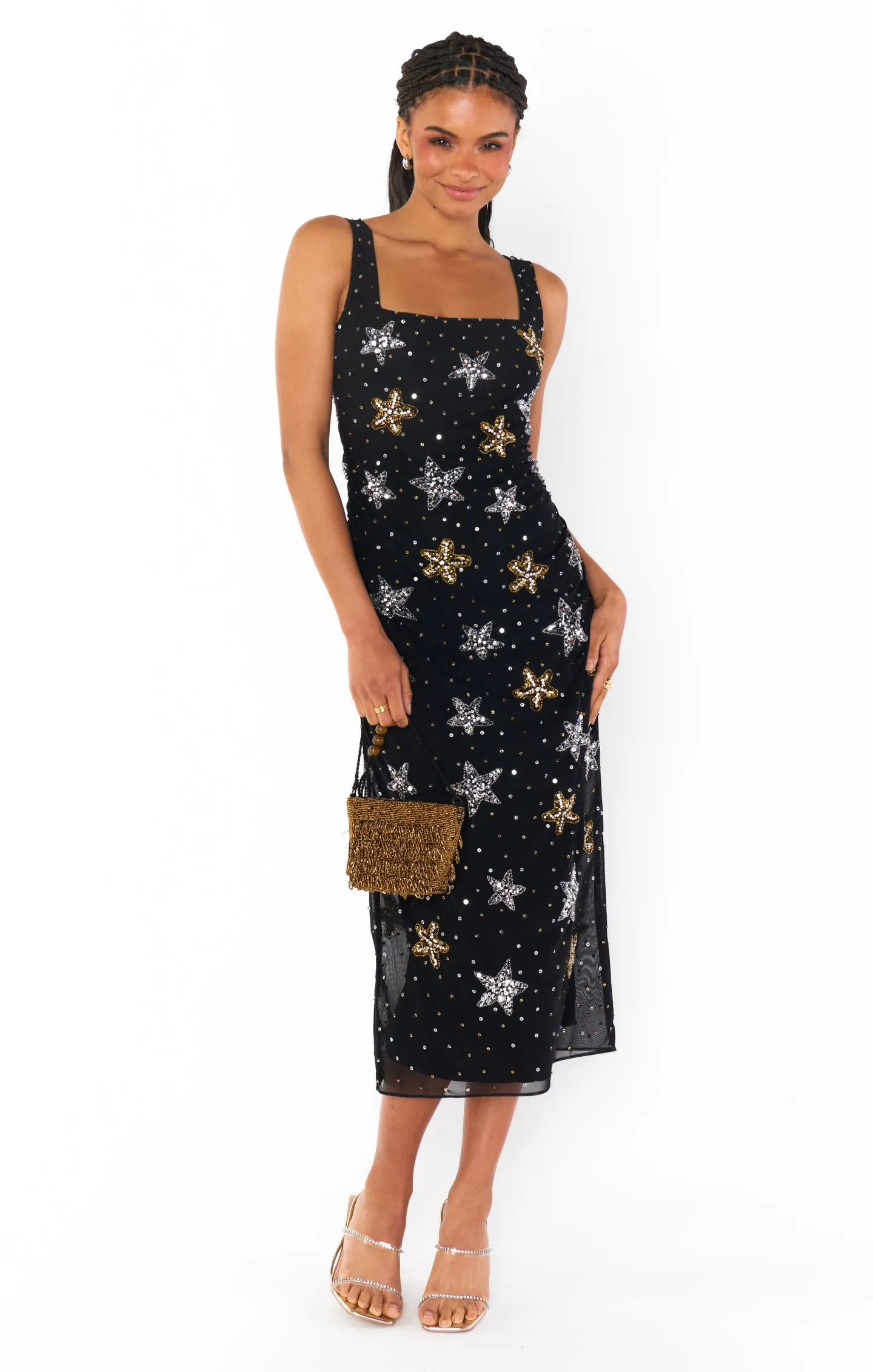 Stassi Midi Dress ~ Starfish Beaded Sequins Black sold by Show Me Your MuMu product image thumbnail 4