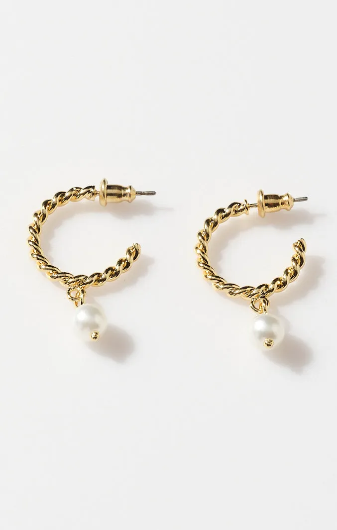 Faithy Jewels Katie Pearl Hoop ~ Gold/Pearl sold by Show Me Your MuMu