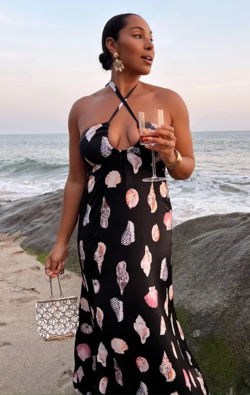 Milos Maxi Dress ~ Black Shell Luxe Satin sold by Show Me Your MuMu