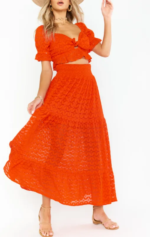 Melinda Maxi Skirt ~ Spacey Lacey Red sold by Show Me Your MuMu