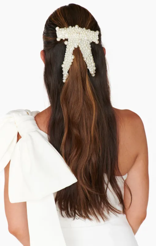 Mini Pearl Hair Bow ~ Pearl sold by Show Me Your MuMu