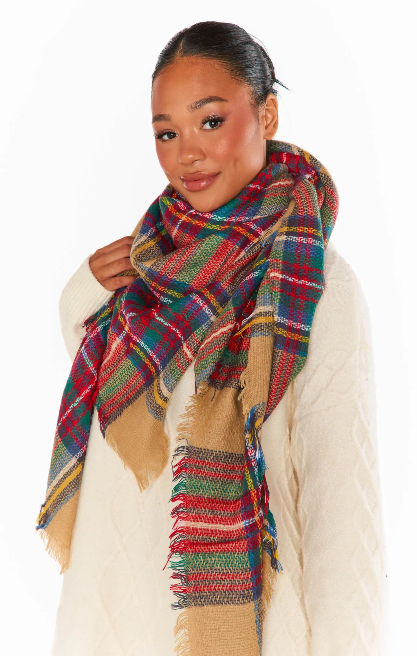 Holiday Plaid Scarf ~ Tan Multi sold by Show Me Your MuMu product image thumbnail 5