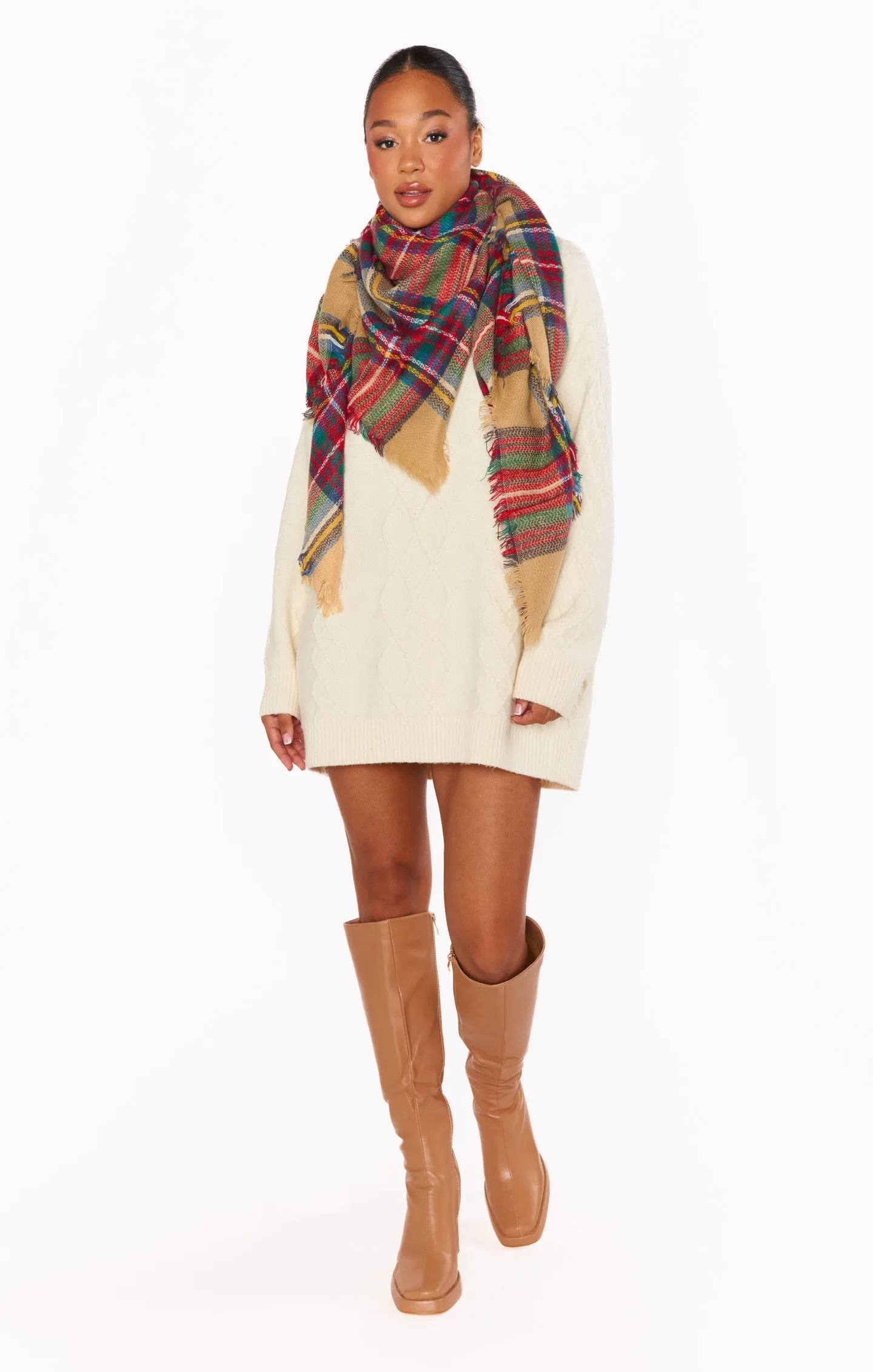 Holiday Plaid Scarf ~ Tan Multi sold by Show Me Your MuMu product image thumbnail 2