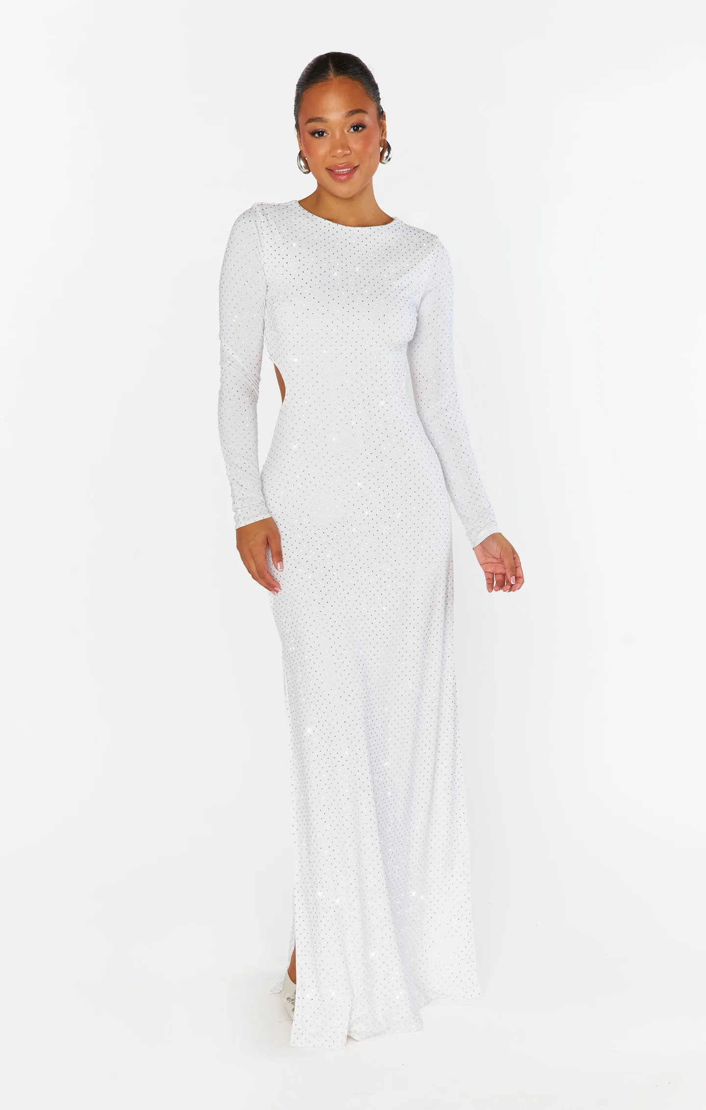 The Sleek Maxi Dress ~ White Rhinestone Spandy sold by Show Me Your MuMu product image thumbnail 3