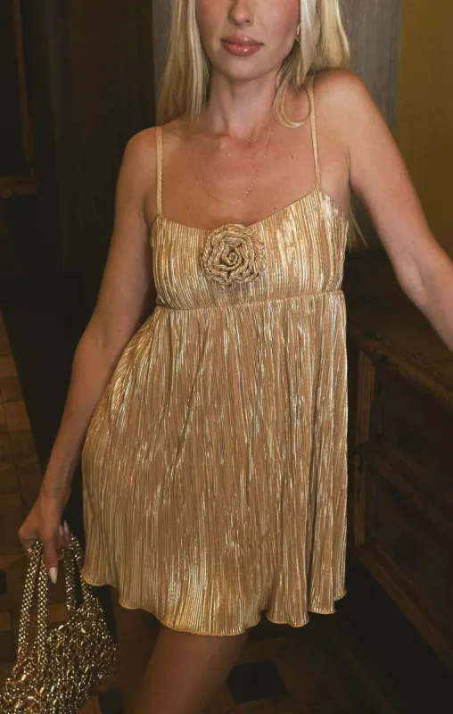 GNO Mini Dress ~ Gold Pleat sold by Show Me Your MuMu