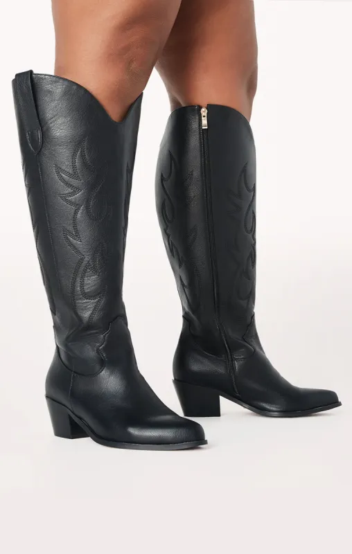 Billini Urson Extra Wide Calf Cowboy Boot ~ Black sold by Show Me Your MuMu