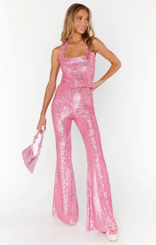 Show Off Jumpsuit ~ Party Pink Sequins sold by Show Me Your MuMu
