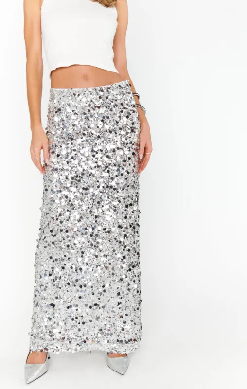 All That Skirt ~ Silver Metallic Sequins sold by Show Me Your MuMu