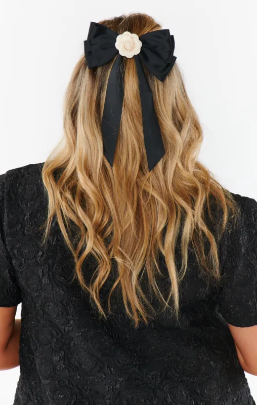 Delaney Bow ~ Black with Rosette sold by Show Me Your MuMu