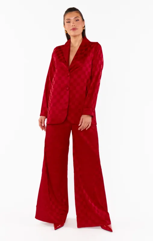 Tanner Trousers ~ Red Checkerboard Satin sold by Show Me Your MuMu