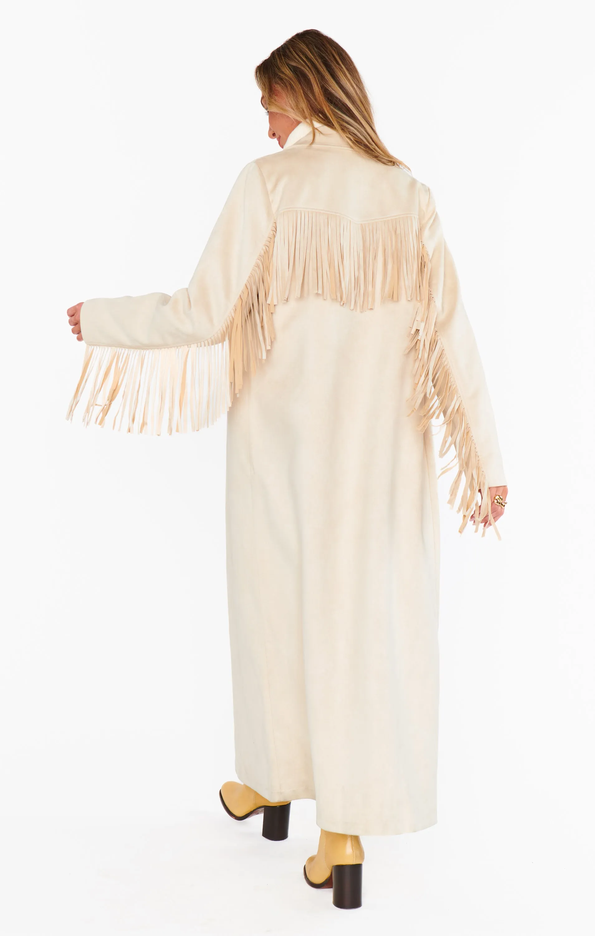 Sierra Fringe Maxi Jacket ~ Cream Faux Suede sold by Show Me Your MuMu product image thumbnail 4