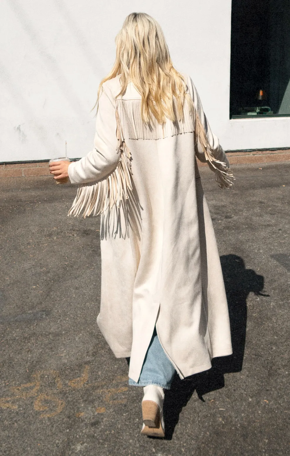 Sierra Fringe Maxi Jacket ~ Cream Faux Suede sold by Show Me Your MuMu product image thumbnail 2