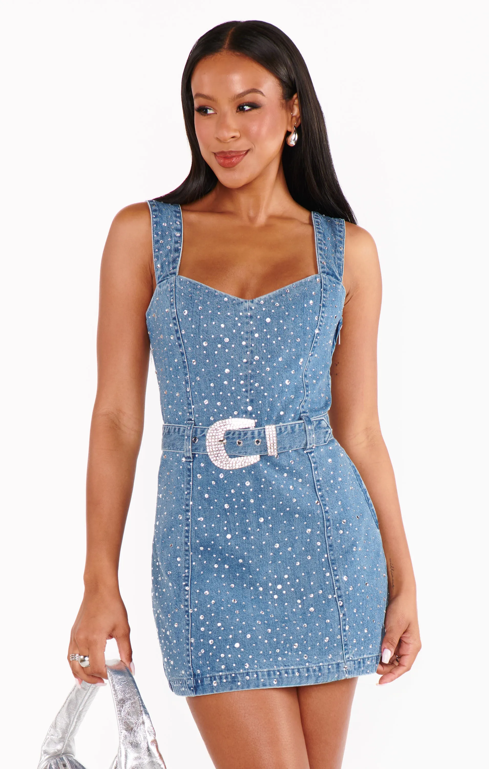 Vegas Mini Dress ~ Embellished Rhinestone Denim sold by Show Me Your MuMu product image thumbnail 3