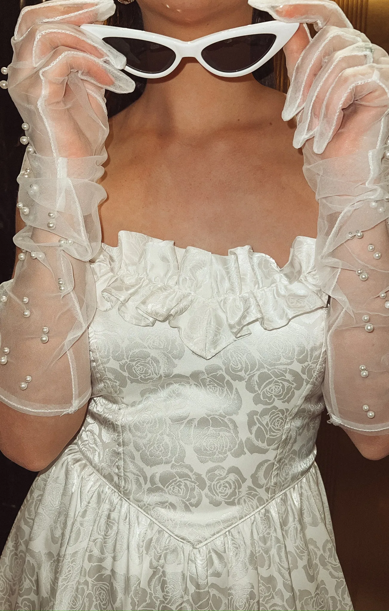 Lala Skort Dress ~ White Rose Satin sold by Show Me Your MuMu product image thumbnail 4