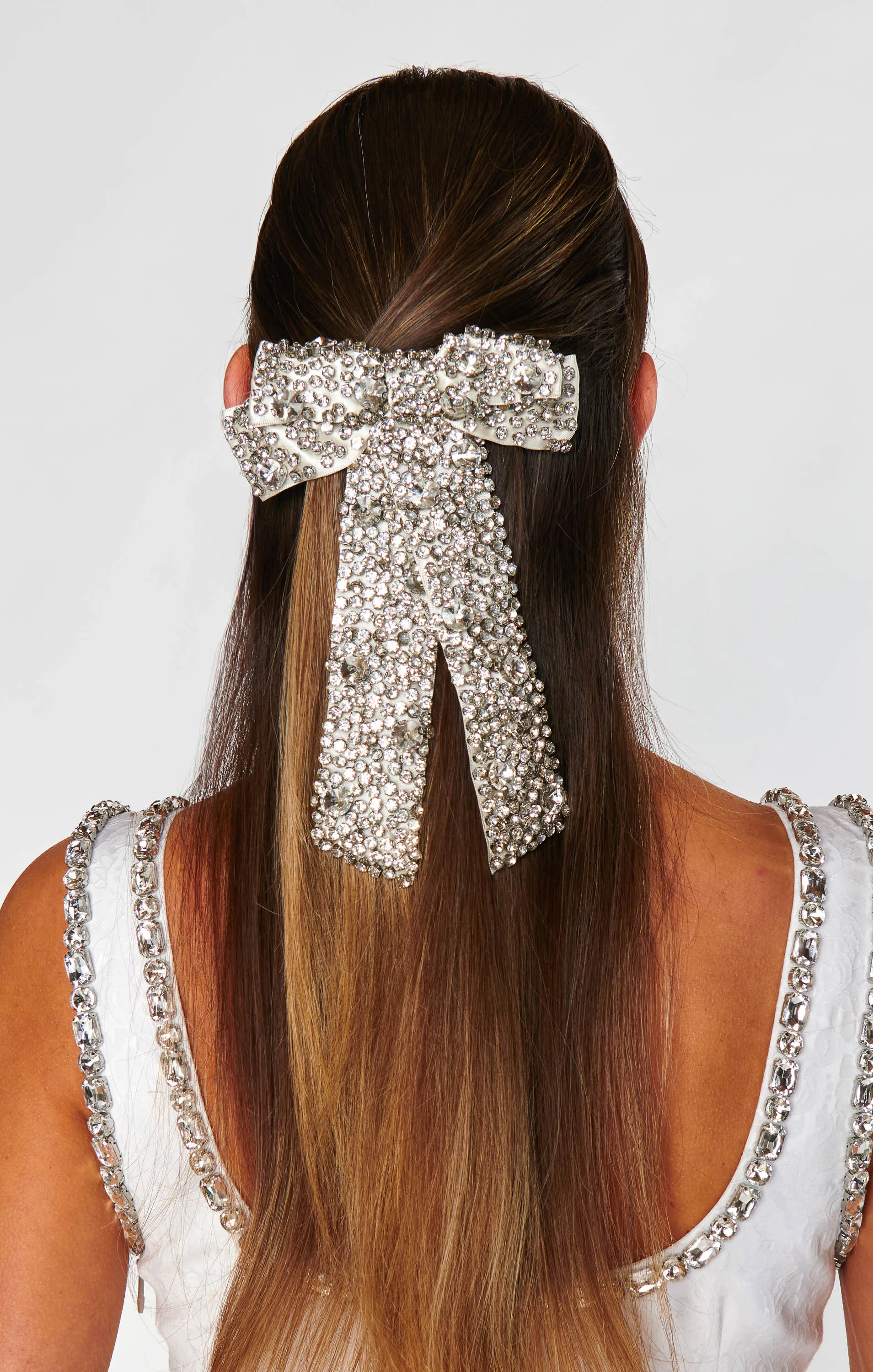 Crystal Hair Bow ~ Silver sold by Show Me Your MuMu