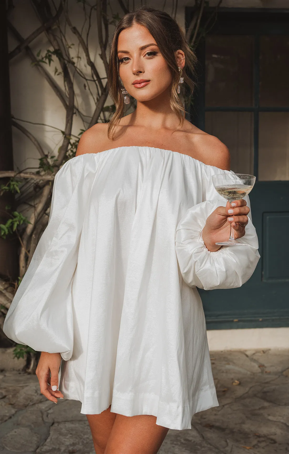 Brenna Mini Dress ~ White Taffeta sold by Show Me Your MuMu