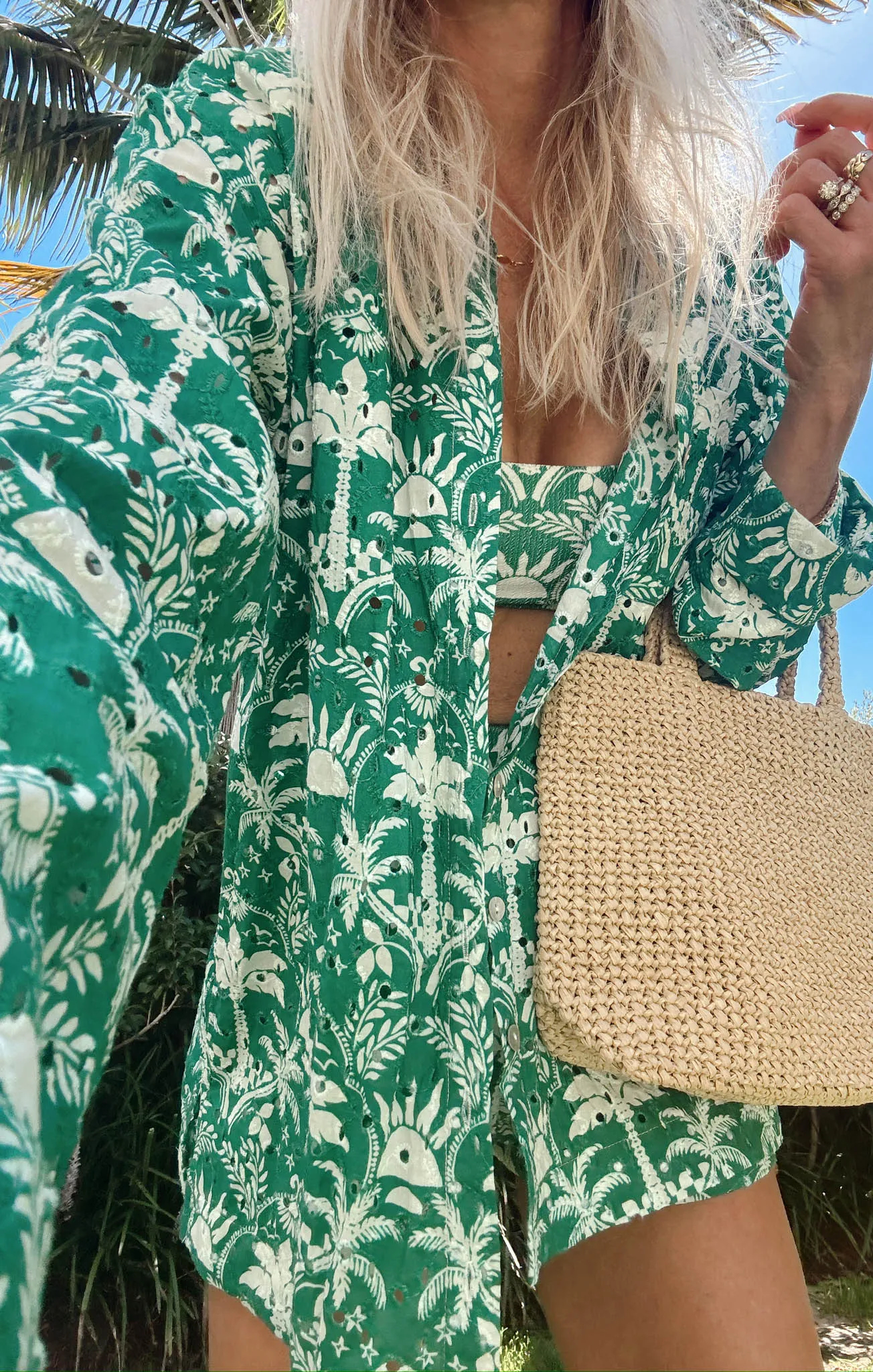 Carry On Button Down ~ Tiki Palms sold by Show Me Your MuMu