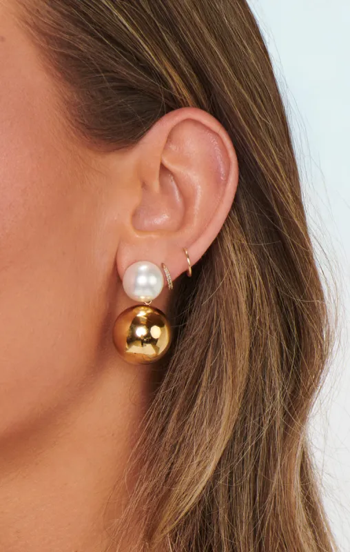 Petit Moments Pearl Sphere Earrings ~ Gold sold by Show Me Your MuMu