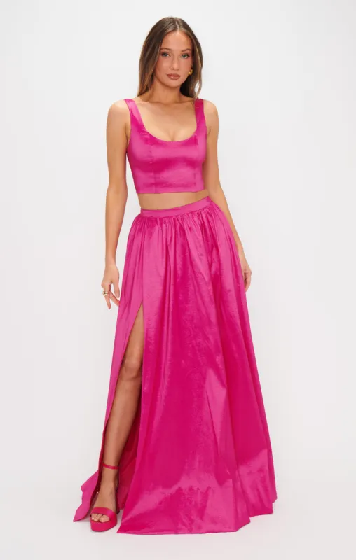 Vivianna Maxi Skirt ~ Dragonfruit Taffeta sold by Show Me Your MuMu