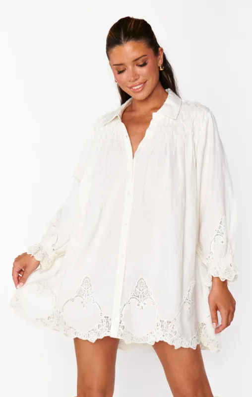 Leona Mini Dress ~ White Lace Embroidery sold by Show Me Your MuMu