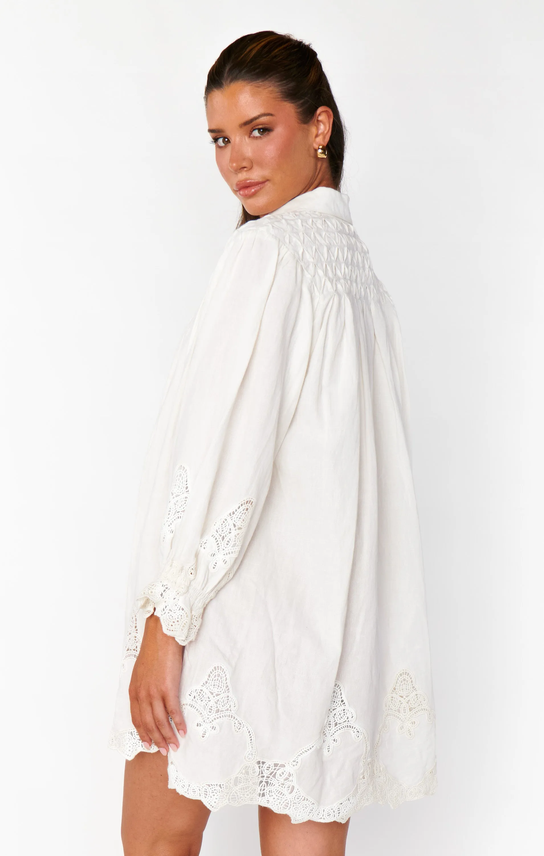 Leona Mini Dress ~ White Lace Embroidery sold by Show Me Your MuMu product image thumbnail 2