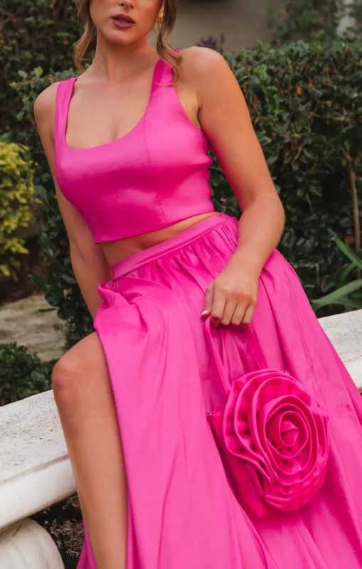 Vivianna Top ~ Dragonfruit Taffeta sold by Show Me Your MuMu