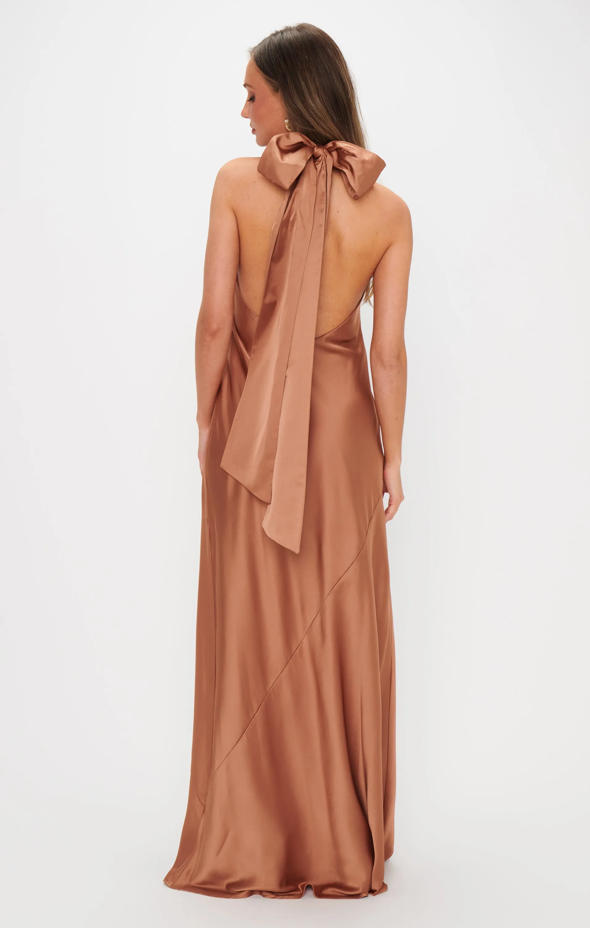 Lisa Maxi Dress ~ Copper Luxe Satin sold by Show Me Your MuMu
