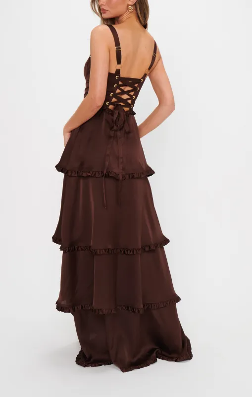 Lady Corset Dress ~ Chocolate Luxe Satin sold by Show Me Your MuMu