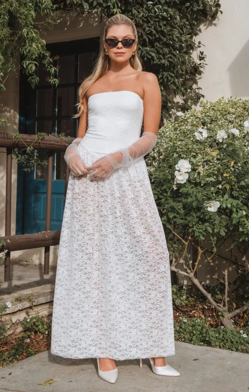 Diana Drop Waist Dress ~ White Lovely Lace sold by Show Me Your MuMu