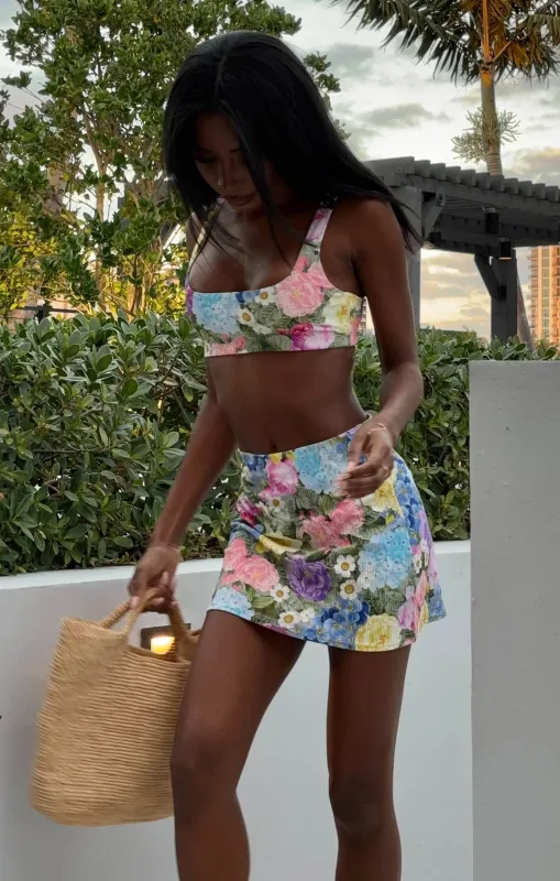 Mary Mini Skirt ~ Flower Shop Rib Scrunch sold by Show Me Your MuMu