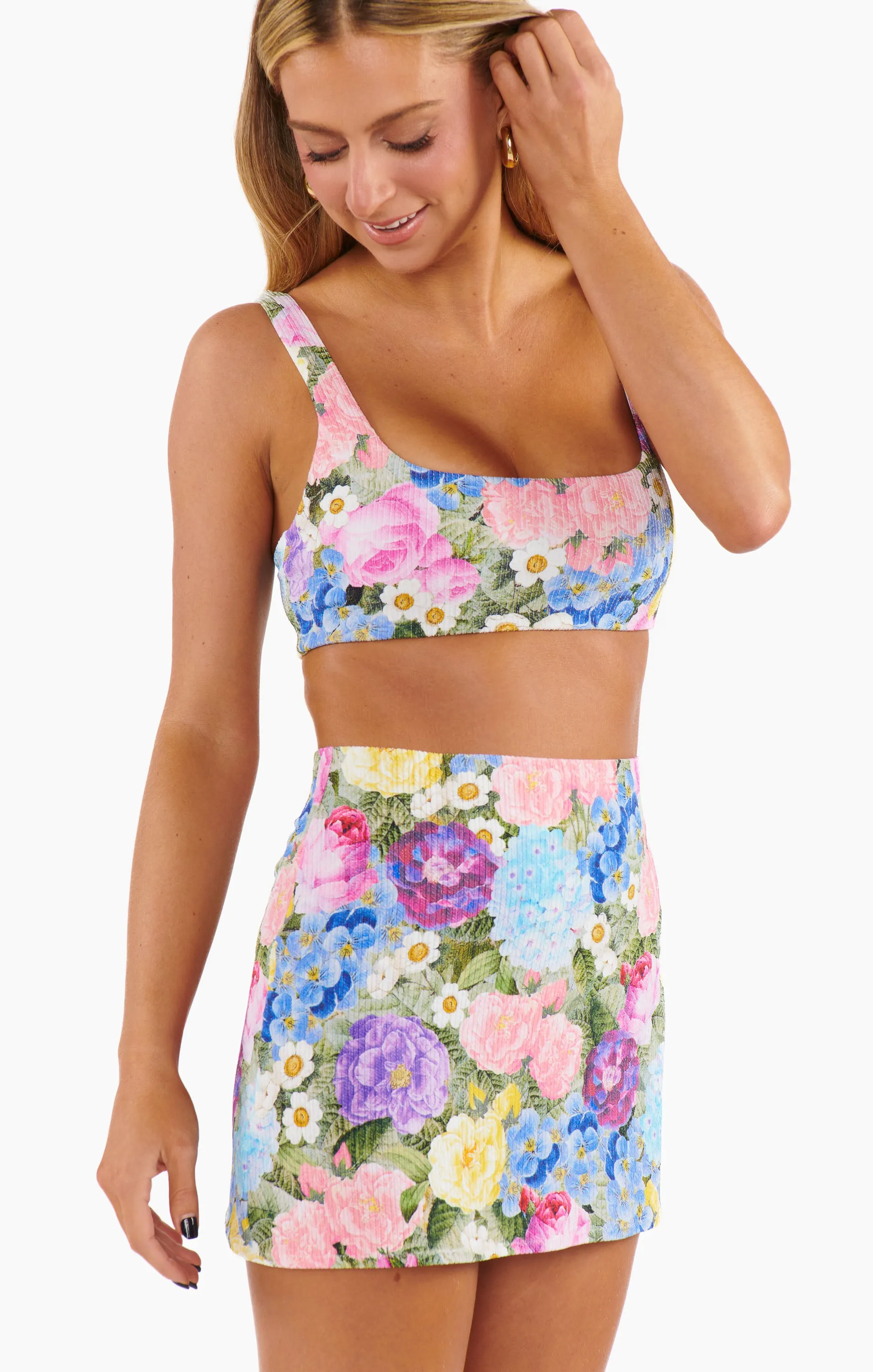 Mary Mini Skirt ~ Flower Shop Rib Scrunch sold by Show Me Your MuMu product image thumbnail 5