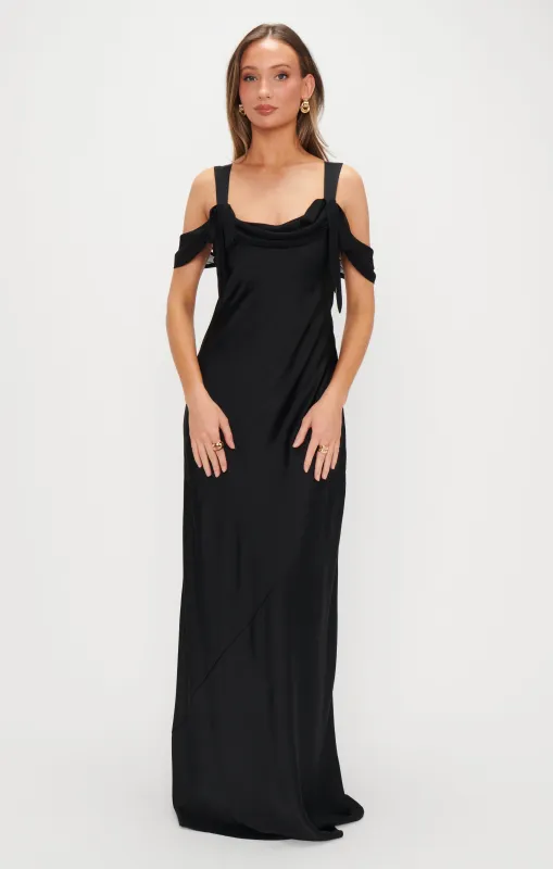 Bella Maxi Dress ~ Black Luxe Satin sold by Show Me Your MuMu