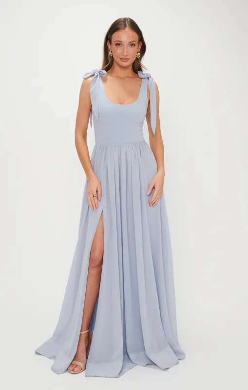 Harper Maxi Dress ~ Steel Blue Chiffon sold by Show Me Your MuMu