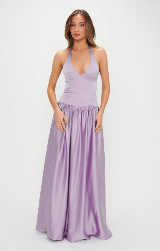 Eliza Maxi Dress ~ Lavender Luxe Satin sold by Show Me Your MuMu