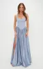 Abigail Maxi Dress ~ Steel Blue Luxe Satin sold by Show Me Your MuMu