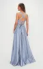 Abigail Maxi Dress ~ Steel Blue Luxe Satin sold by Show Me Your MuMu