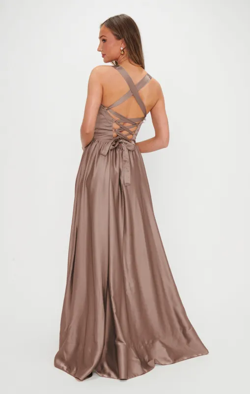 Abigail Maxi Dress ~ Dune Luxe Satin sold by Show Me Your MuMu
