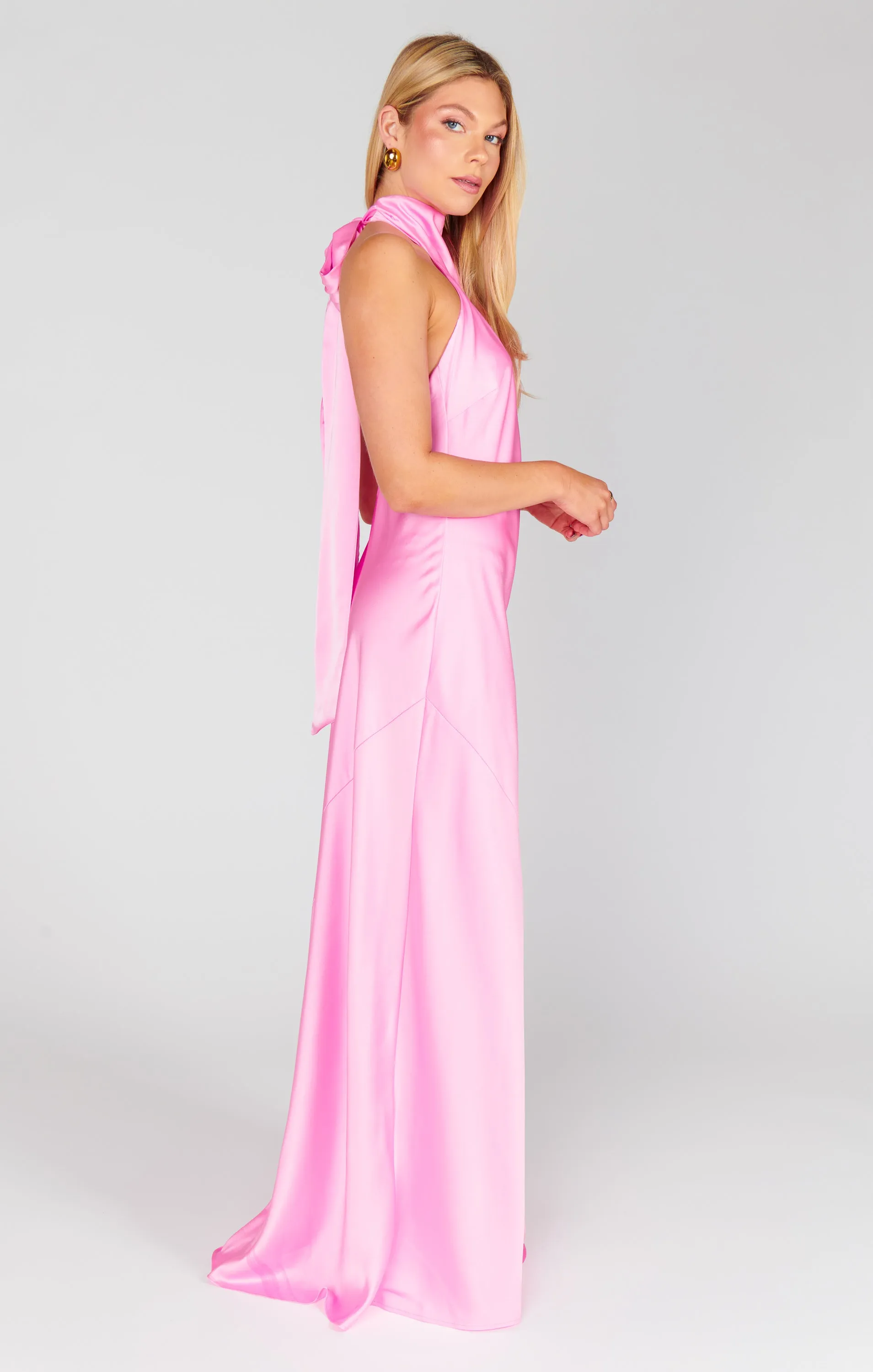 Lisa Maxi Dress ~ Pink Luxe Satin sold by Show Me Your MuMu product image thumbnail 3