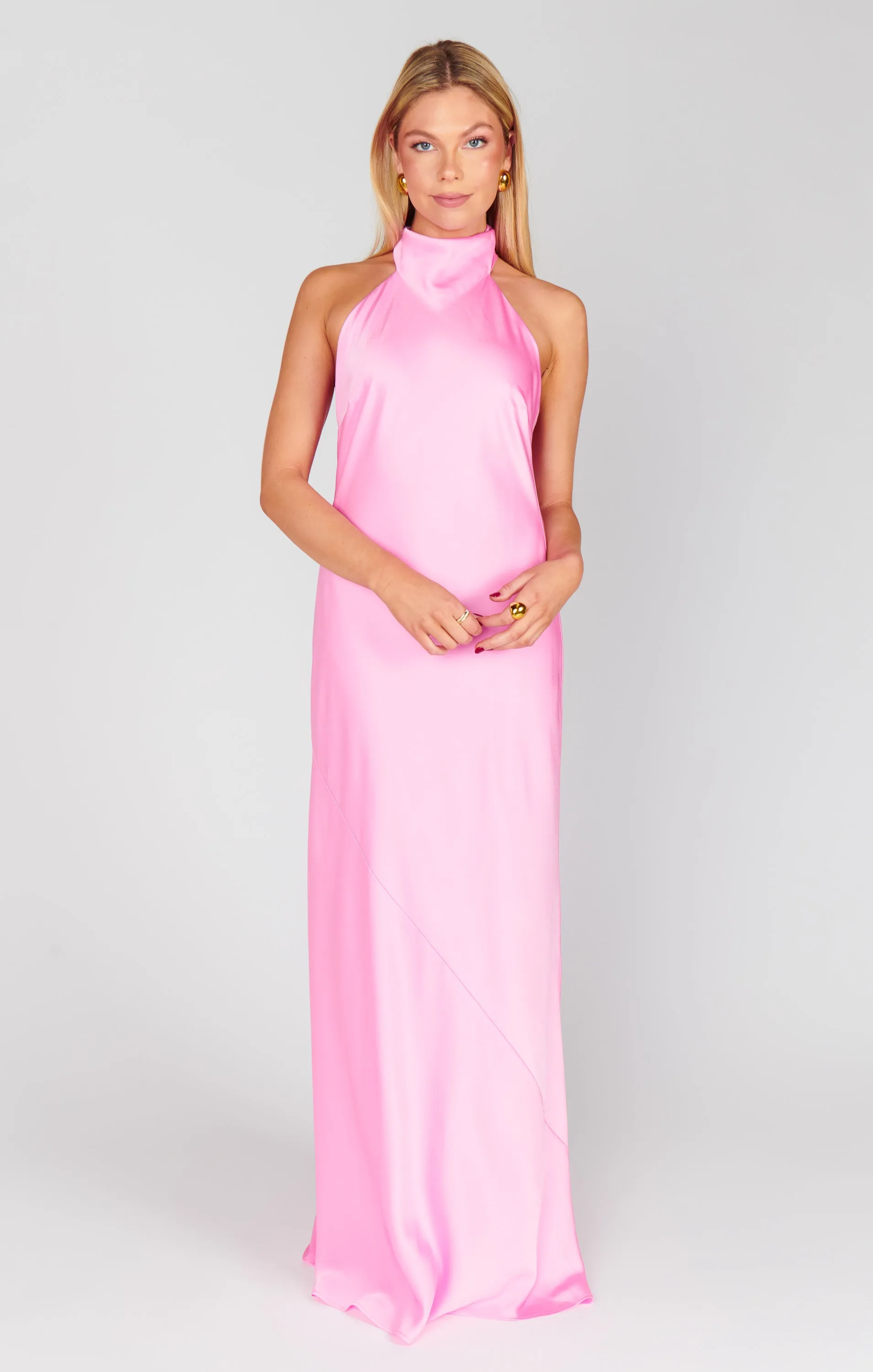 Lisa Maxi Dress ~ Pink Luxe Satin sold by Show Me Your MuMu