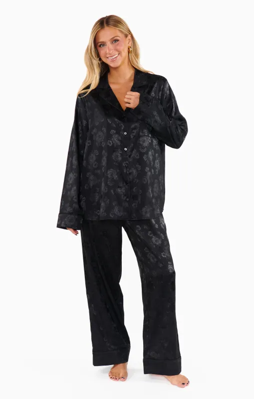 Classic Cropped PJ Set ~ Black Floral Silky sold by Show Me Your MuMu