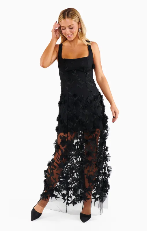 Stephanie Dress ~ Black 3D Floral sold by Show Me Your MuMu