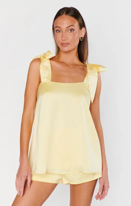 Makeup Tank ~ Pale Yellow Luxe Satin sold by Show Me Your MuMu