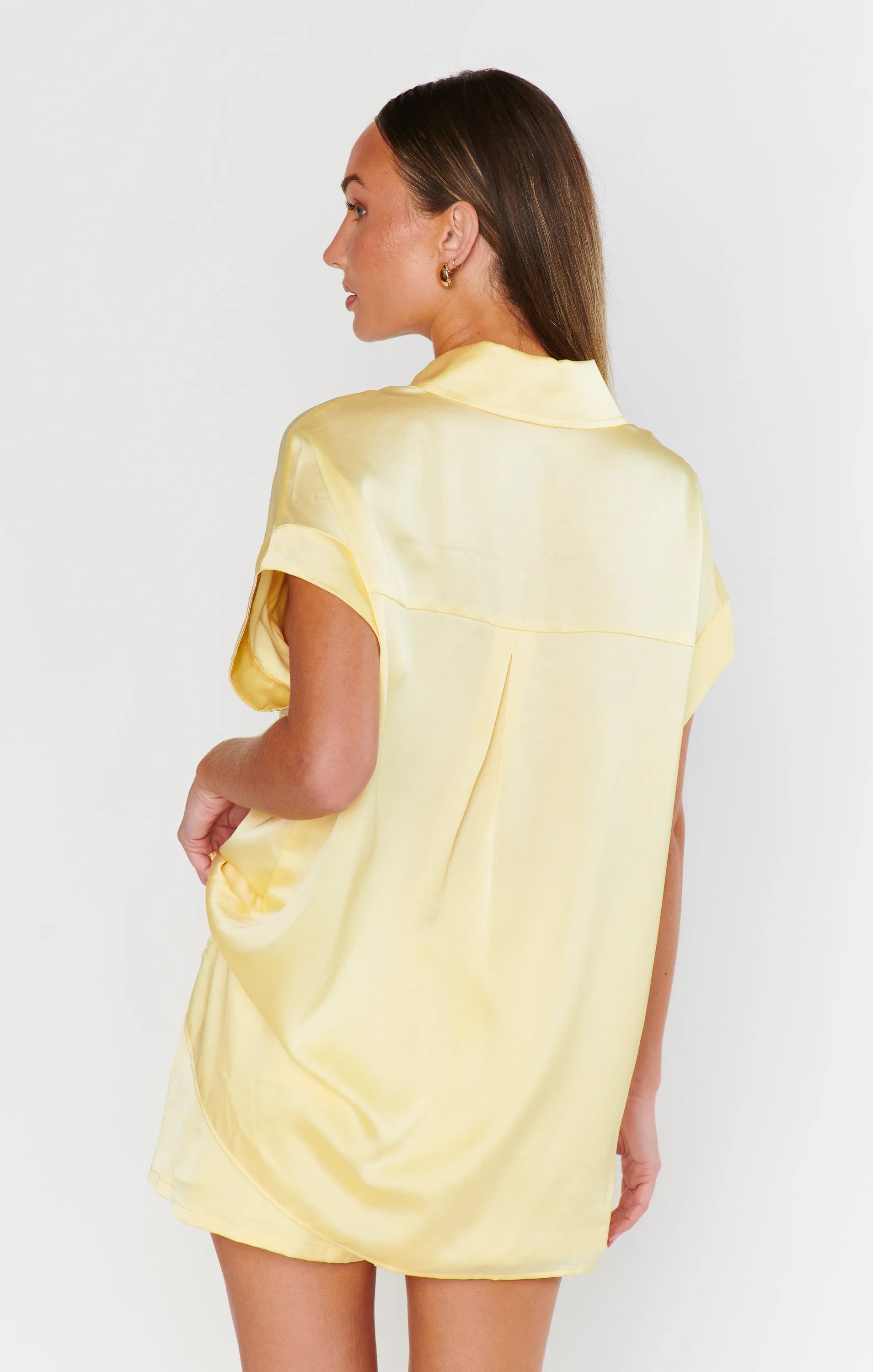 Best Day Button Up ~ Pale Yellow Luxe Satin sold by Show Me Your MuMu product image thumbnail 5