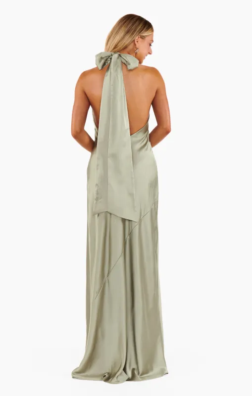 Lisa Maxi Dress ~ Moss Green Luxe Satin sold by Show Me Your MuMu