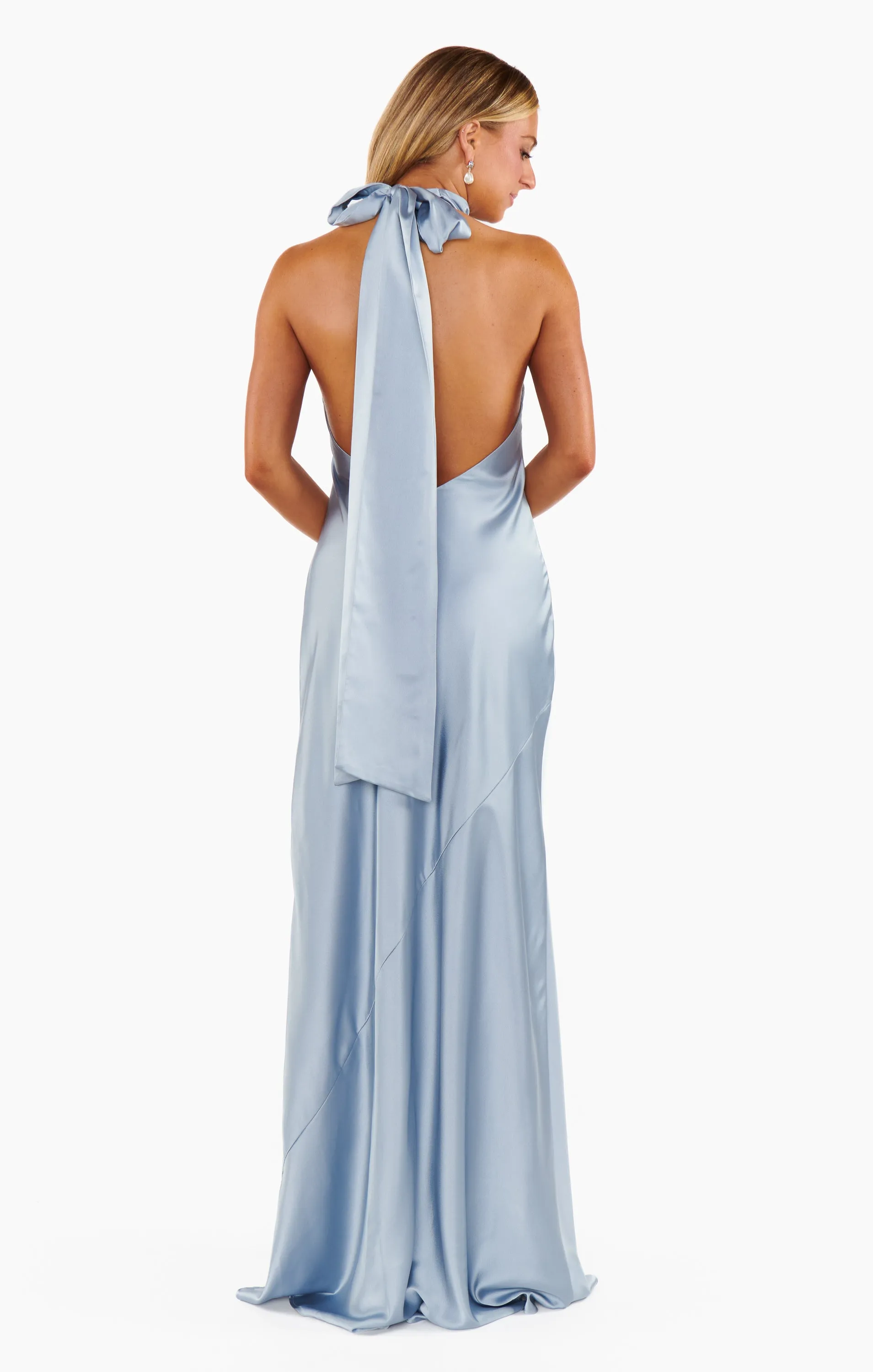 Lisa Maxi Dress ~ Steel Blue Luxe Satin sold by Show Me Your MuMu product image thumbnail 5