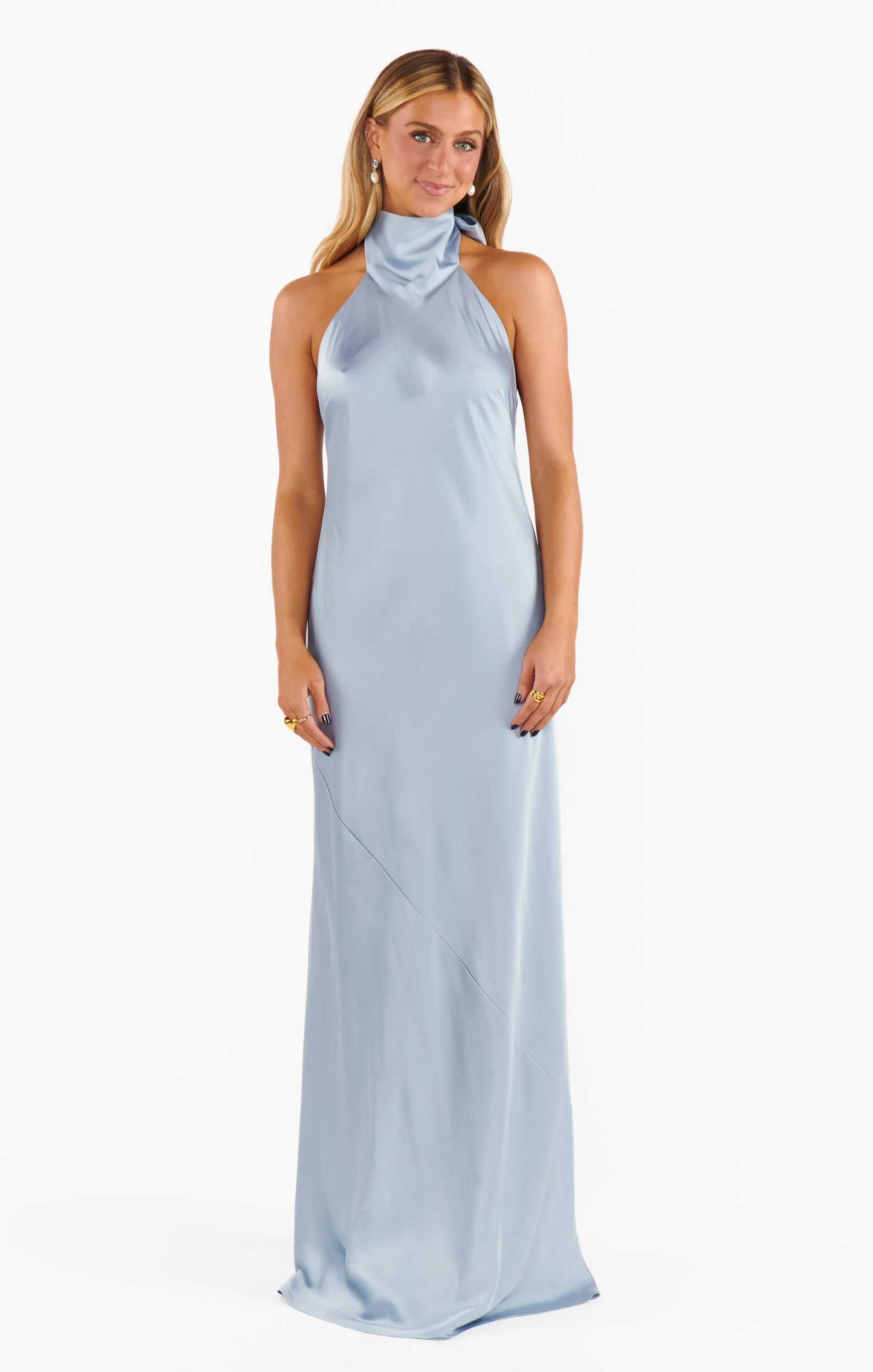 Lisa Maxi Dress ~ Steel Blue Luxe Satin sold by Show Me Your MuMu product image thumbnail 4