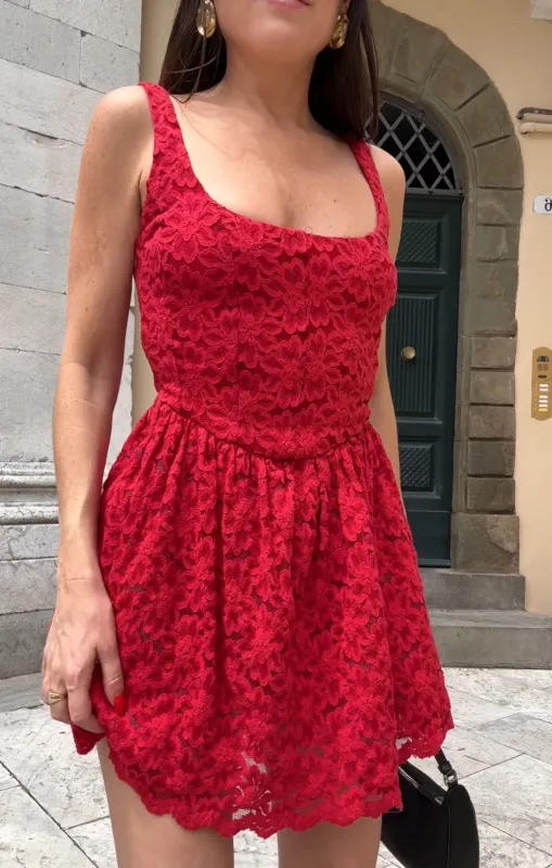 Ricci Skort Dress ~ Radiant Red Lace sold by Show Me Your MuMu